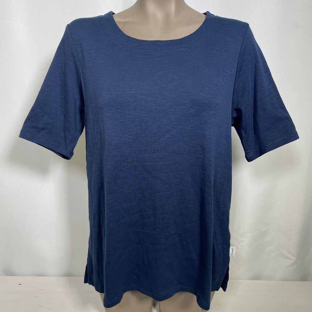 Orvis Classic Collection Navy Blue Pima Cotton Slub T-Shirt Women's MEDIUM